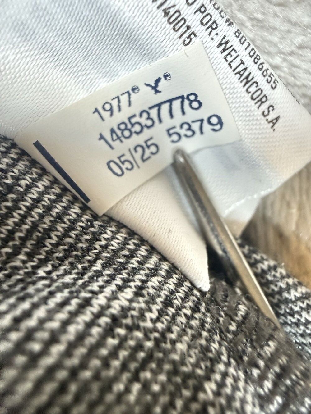 American Eagle Stretch Pants XL Gray Pinstripe Pull On Career Work Cropped Flare - Picture 13 of 13
